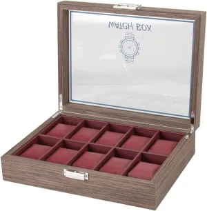 Storage Box Organizer Clear Lid Jewellery Holder Case affair stagnate tolerate Watch Box (Color : Red, Size : 29.7 * 22.5 * 8.2cm) BBAUER Watch Case Classic Vintage Wood 10 Grids Watch Jewelry Display 