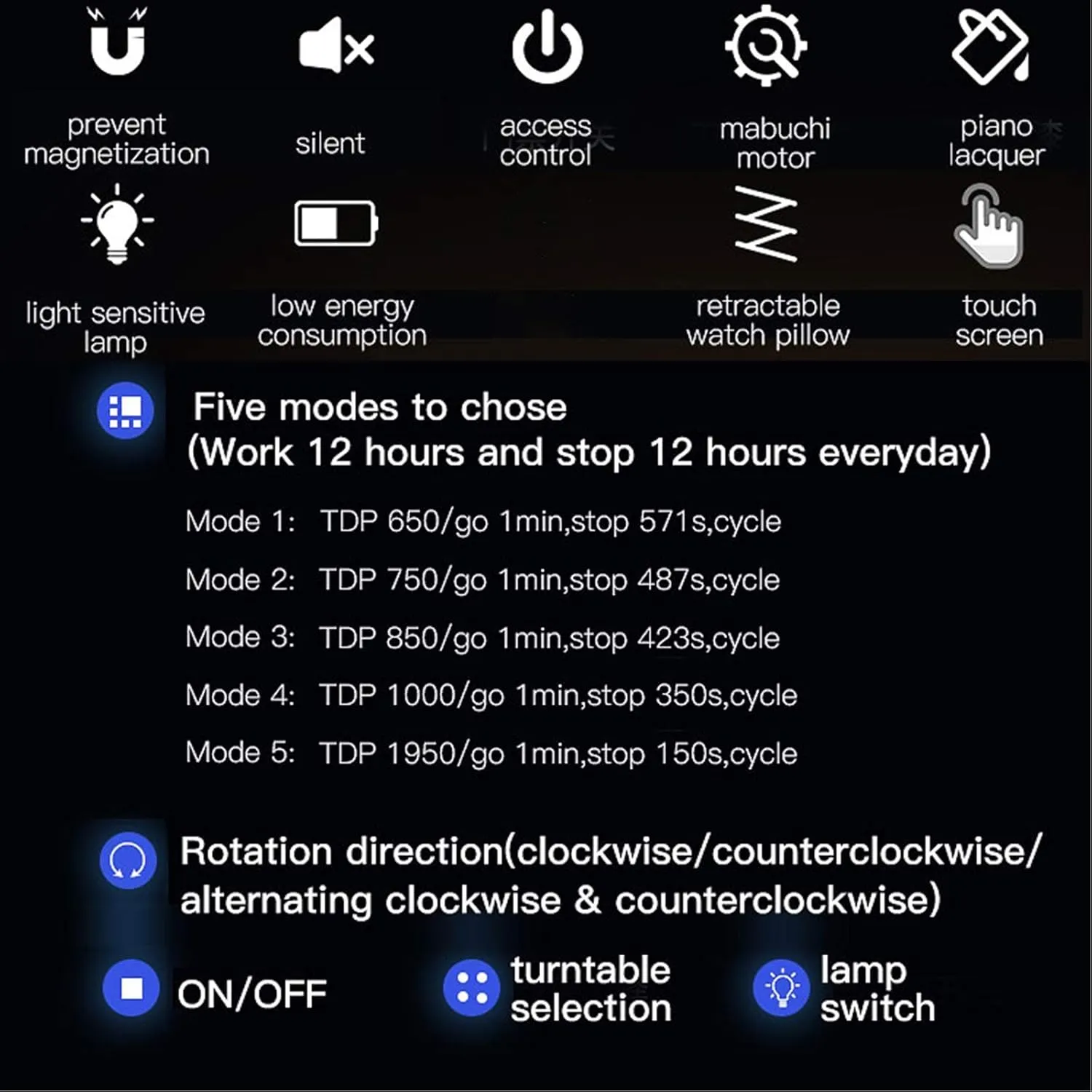 Storage Drawer LCD Touchscreen Control Black namely humid deep Piano Finish Watch Winder for Automatic Watch with LED Backlight Watches Jewelry 