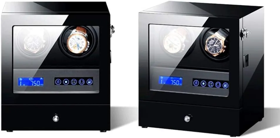 Storage Drawer LCD Touchscreen Control Black namely humid deep Piano Finish Watch Winder for Automatic Watch with LED Backlight Watches Jewelry 