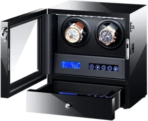Storage Drawer LCD Touchscreen Control Black namely humid deep Piano Finish Watch Winder for Automatic Watch with LED Backlight Watches Jewelry 