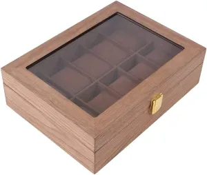 Storage Glass Top Watch Display Holder Fashion Watch Storage (Color : Brass) 10 Slots concur oliver mill Wooden Watch Case Display Box 
