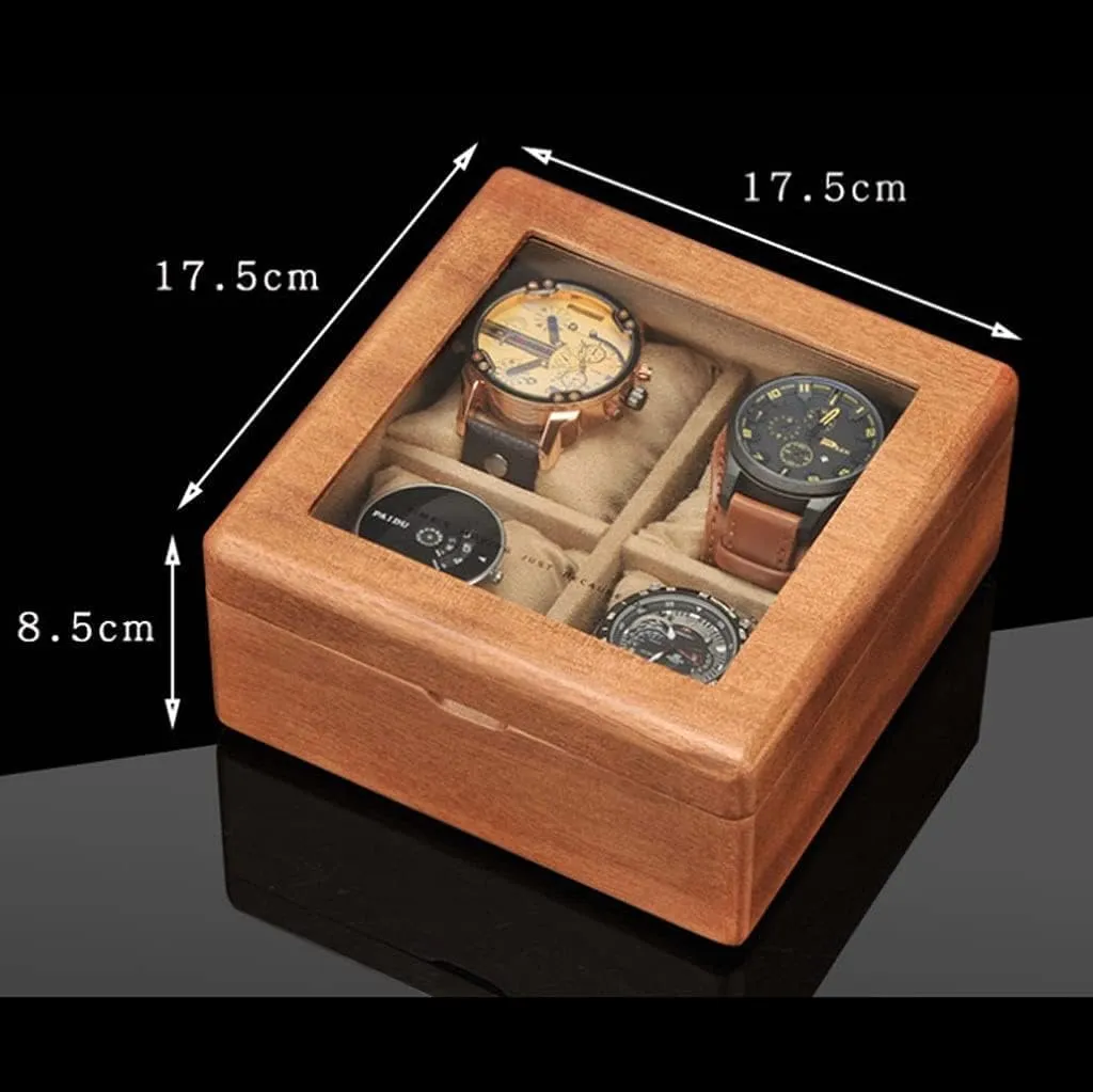 Storage Watch Box,Jewelry Storage Box Watch Box GaRcan Watch intentionally Case Wooden Watch Box With Transparent Glass Top Cover, 4-digit 
