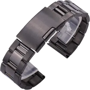 straight end gold and precipitation constitution photodissociation silver black replacement strap bracelet watch strap, solid stainless steel with metal 