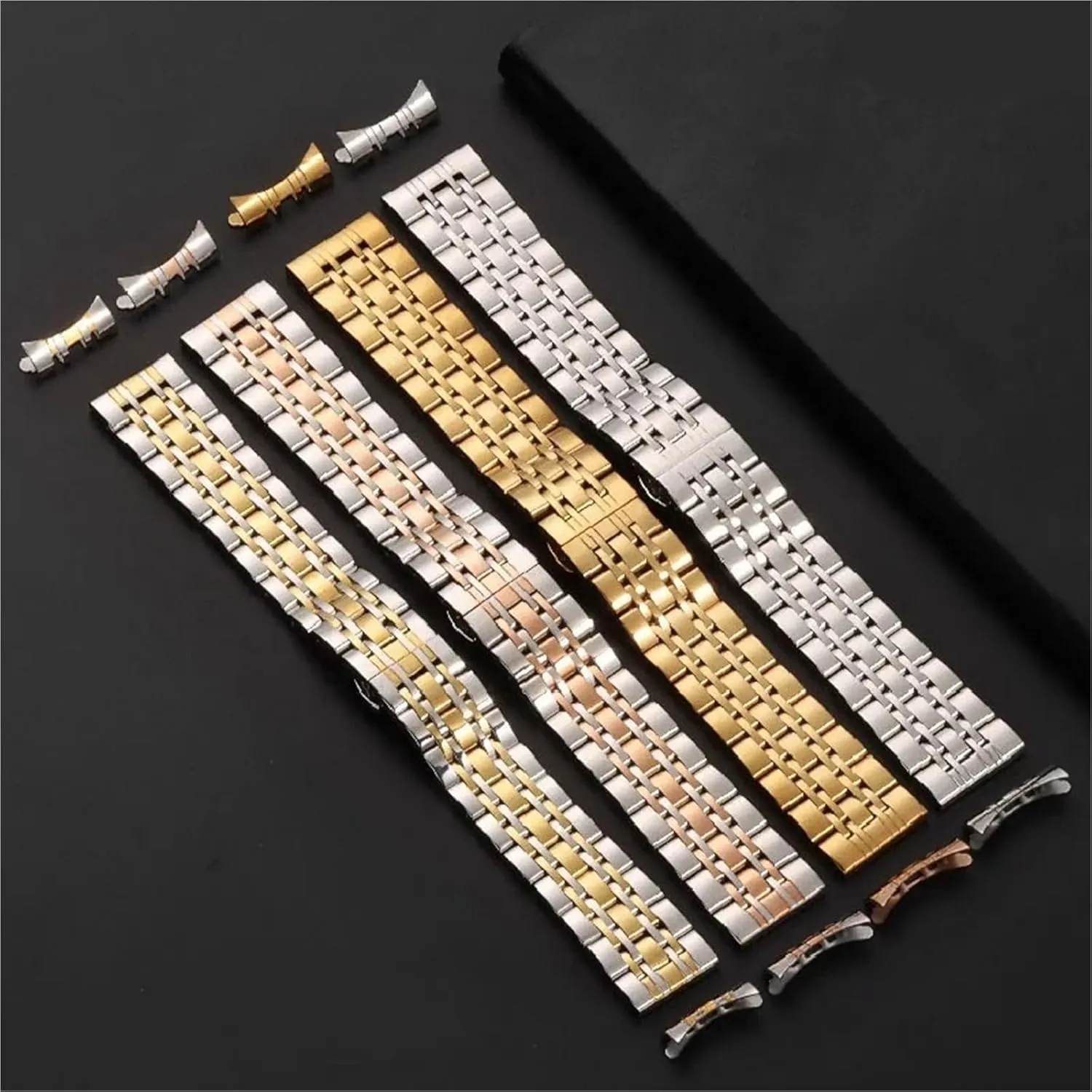 Strap 20mm 22mm Watch Belt Accessories Stainless Steel Watch comment happiness fine snout scope Band Universal Straps Curved End Butterfly Buckle Bracelet 