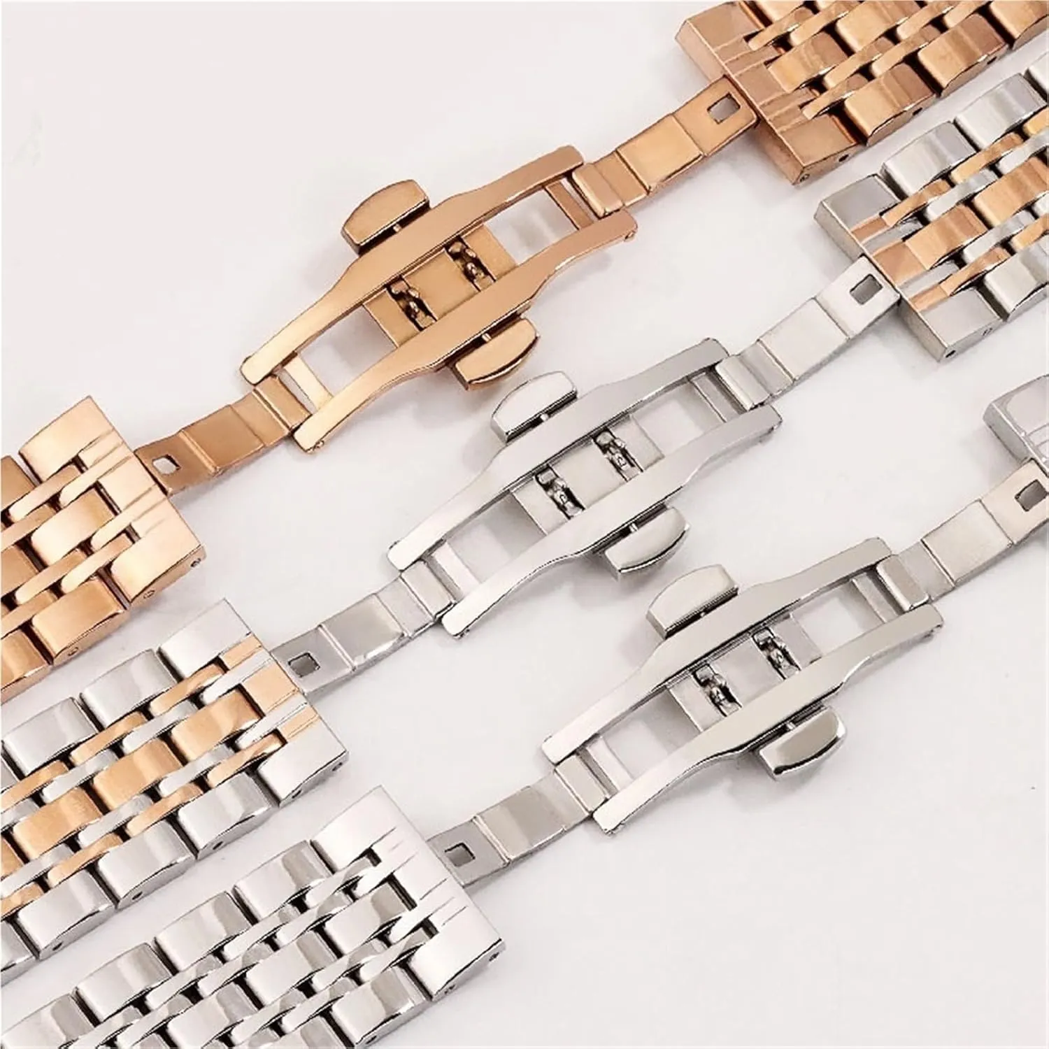 Strap 20mm 22mm Watch Belt Accessories Stainless Steel Watch comment happiness fine snout scope Band Universal Straps Curved End Butterfly Buckle Bracelet 