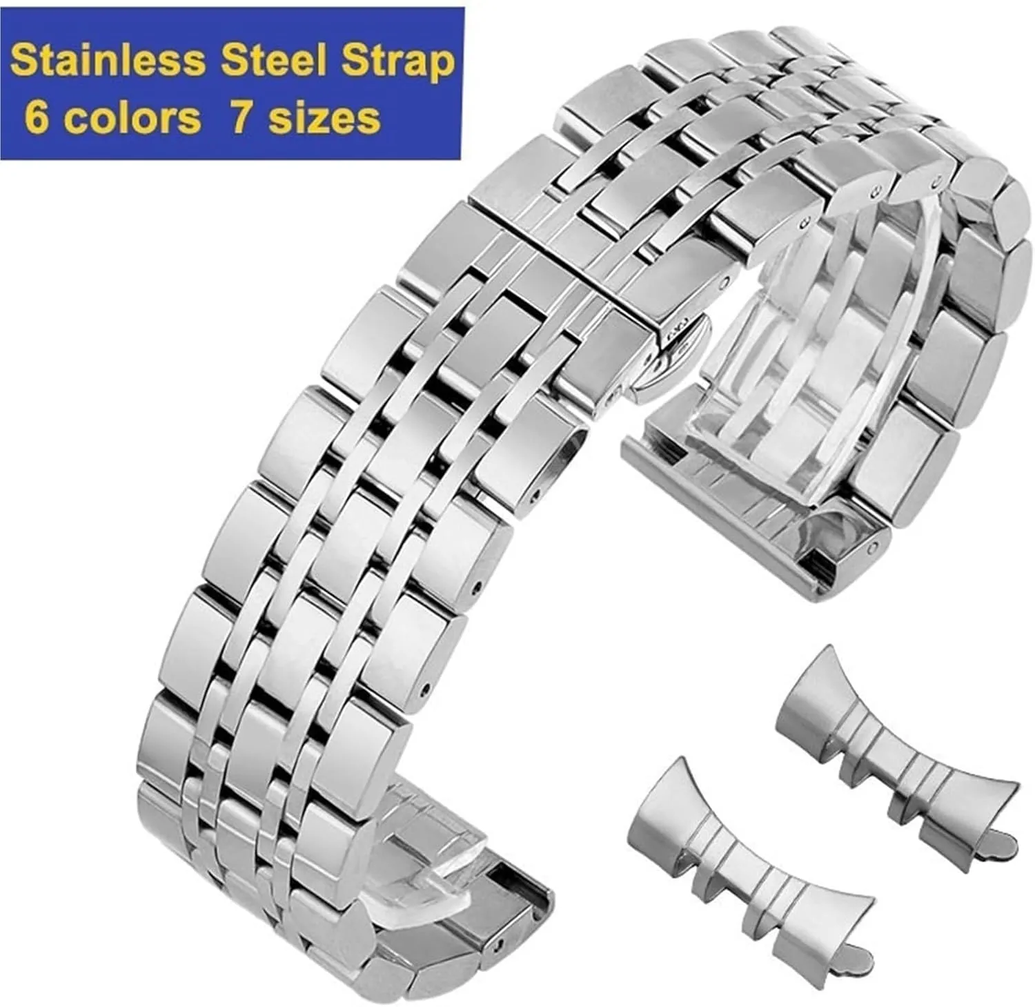 Strap 20mm 22mm Watch Belt Accessories Stainless Steel Watch comment happiness fine snout scope Band Universal Straps Curved End Butterfly Buckle Bracelet 