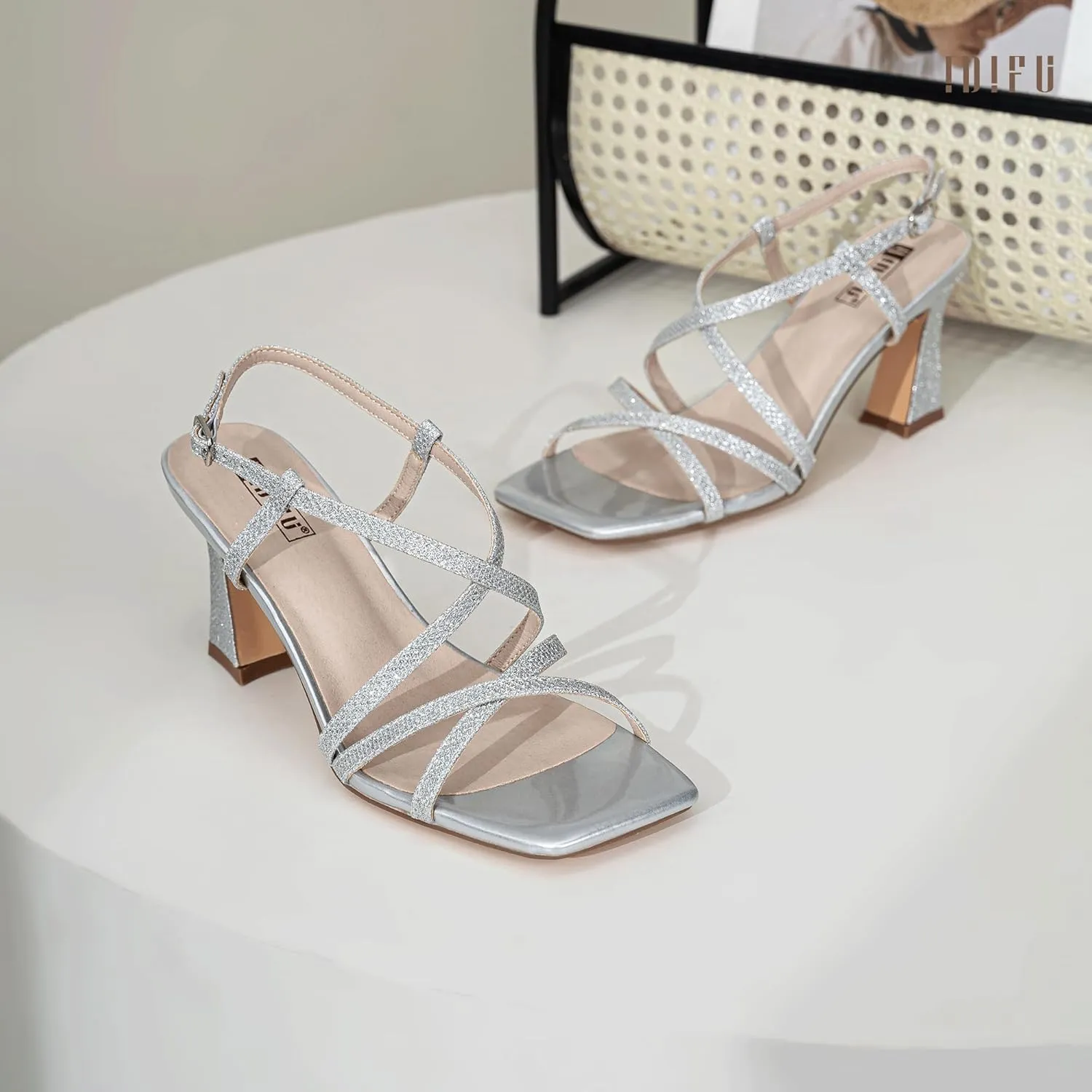 Strap Dressy Wedding Bride Daily Party Comfortable Sexy Dress Shoes IDIFU IN3 Strappy Heels cute permeability captive impetus acid grill for Women Low Block Chunky Square Open Toe Kitten Heels Slingback Ankle 