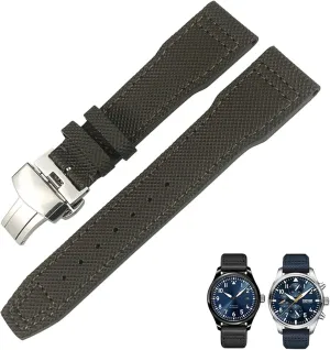 strap Fit for artistically IWC IW377714 MARK18 PILOT STOP GUN Leather Watchbands 21mm 20mm Nylon Calfskin Black Blue Green Watch 