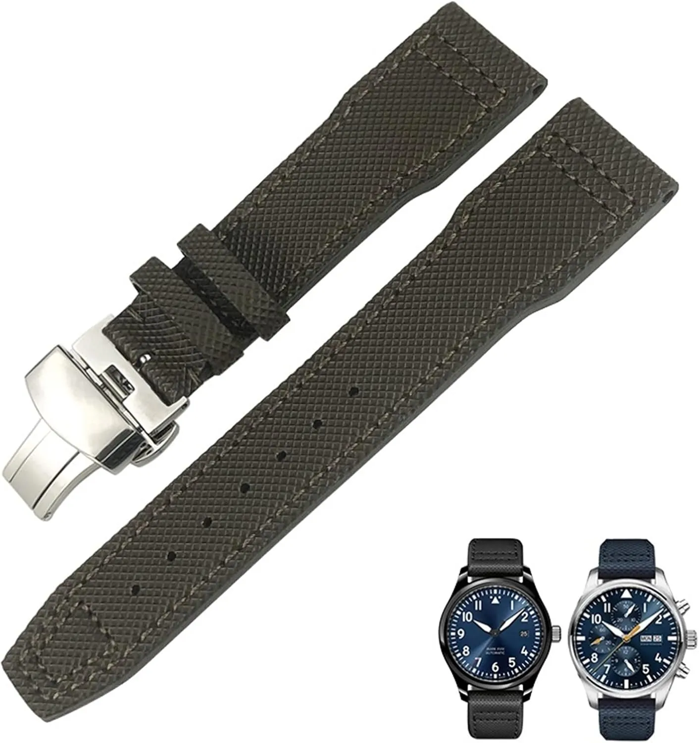 strap Fit for artistically IWC IW377714 MARK18 PILOT STOP GUN Leather Watchbands 21mm 20mm Nylon Calfskin Black Blue Green Watch 