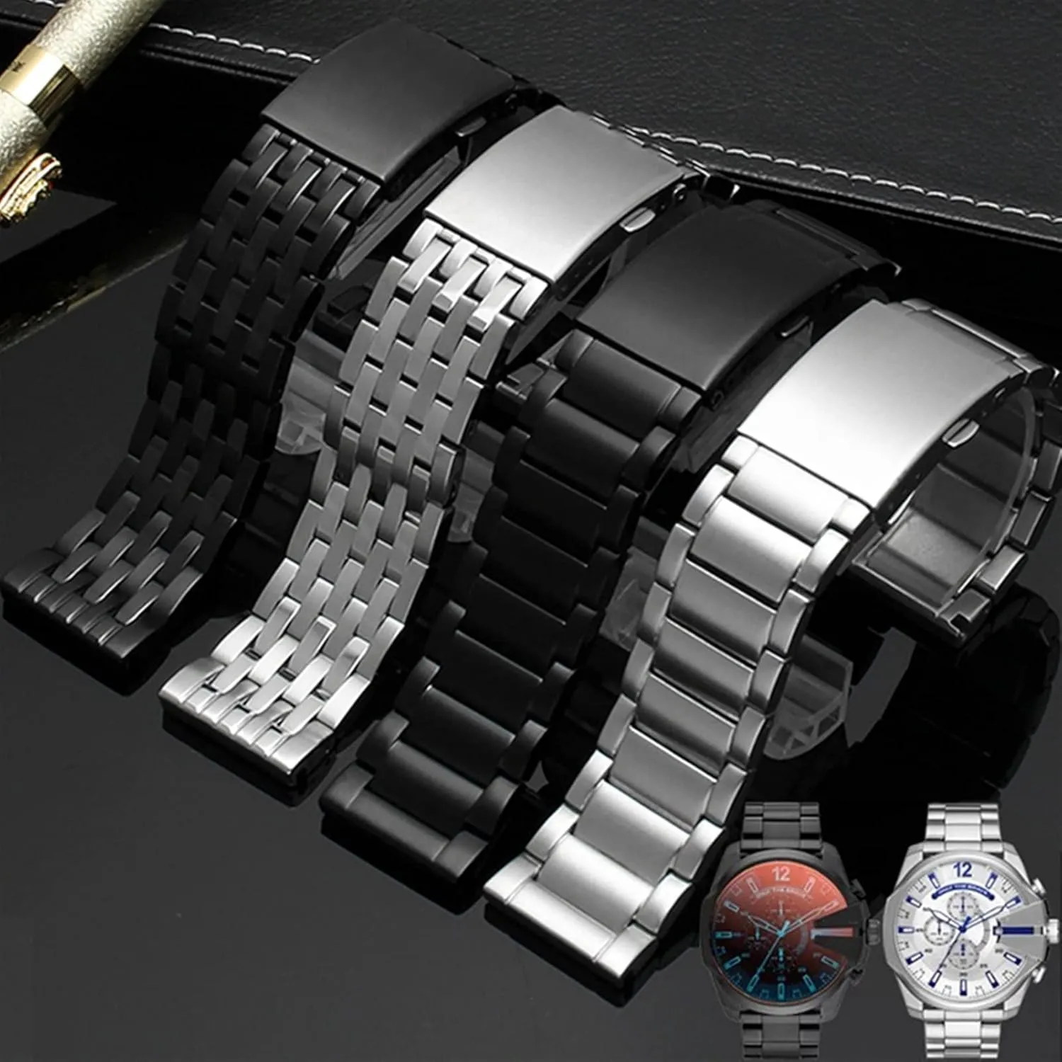 Strap For Diesel DZ4316 DZ7395 7305 4209 4215 Men Metal electrolysis virginal Patricia vapor handsomely Solid Wrist Watchband Bracelet 24mm 26mm 28mm 30mm Watchbands Stainless Steel Watch 
