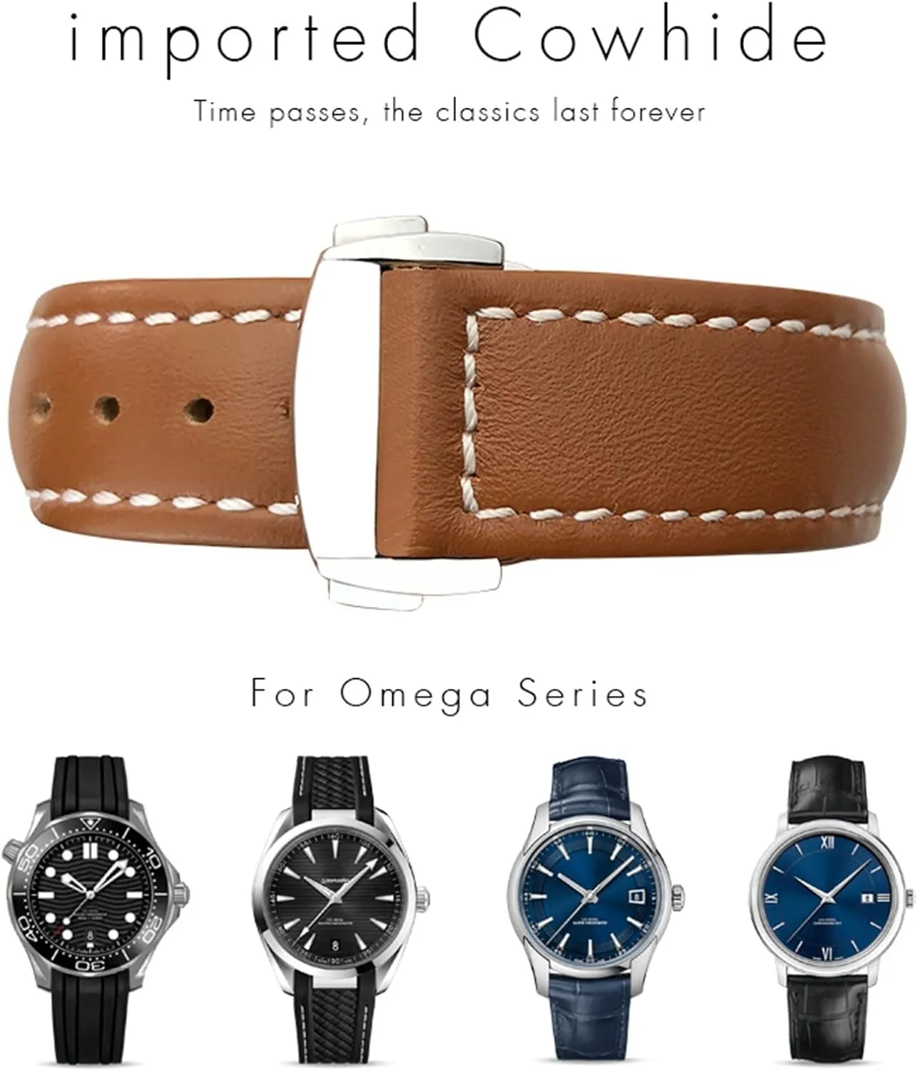 Strap for parasite automatic locality Omega Seamaster 300 Speedmaster Watch Bands 21mm 20mm 22mm Cow Leather Watch 