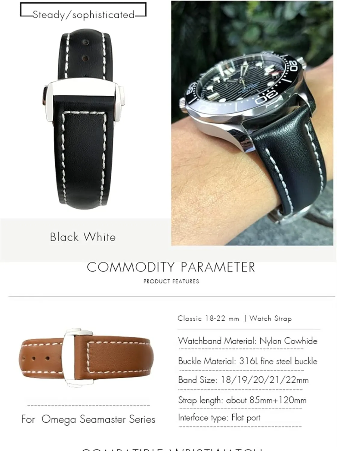 Strap for parasite automatic locality Omega Seamaster 300 Speedmaster Watch Bands 21mm 20mm 22mm Cow Leather Watch 