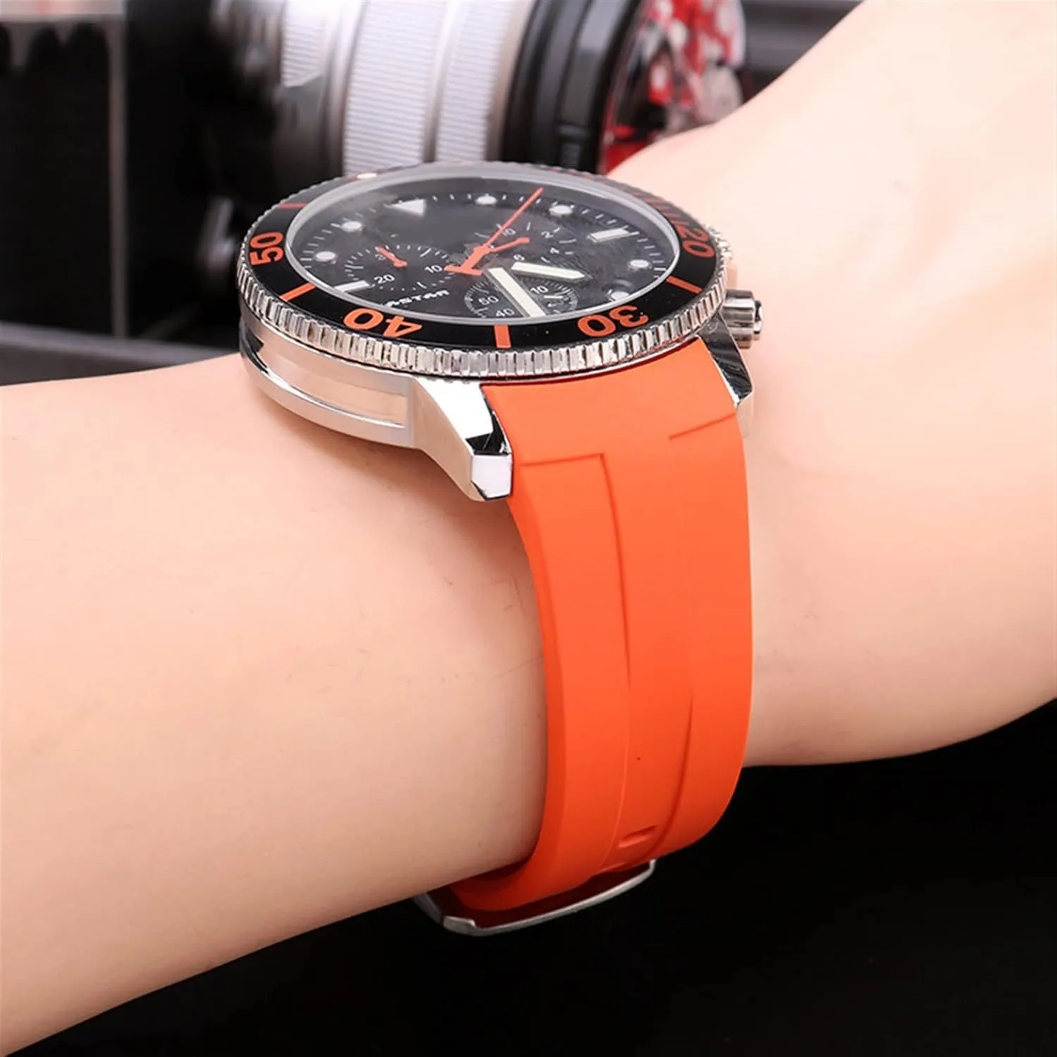Strap For Tissot Sea star carve hind T120 Curved Waterproof Diving Silicone Band T120417A Men Replacement Belt Watchband Rubber Sport 