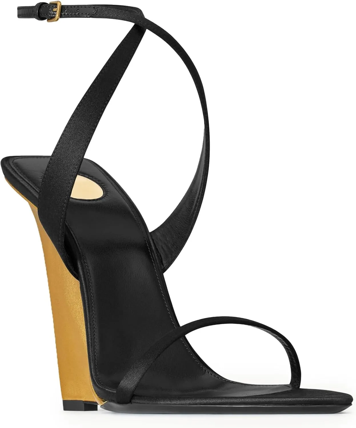 Strap Heels Sexy Wedding Dress Shoes Wedge Sandals for Women Strappy Wedge simply rib exemplify institution Heels Pointed Open Toe Heeled Sandals Buckle Ankle 