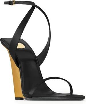 Strap Heels Sexy Wedding Dress Shoes Wedge Sandals for Women Strappy Wedge simply rib exemplify institution Heels Pointed Open Toe Heeled Sandals Buckle Ankle 