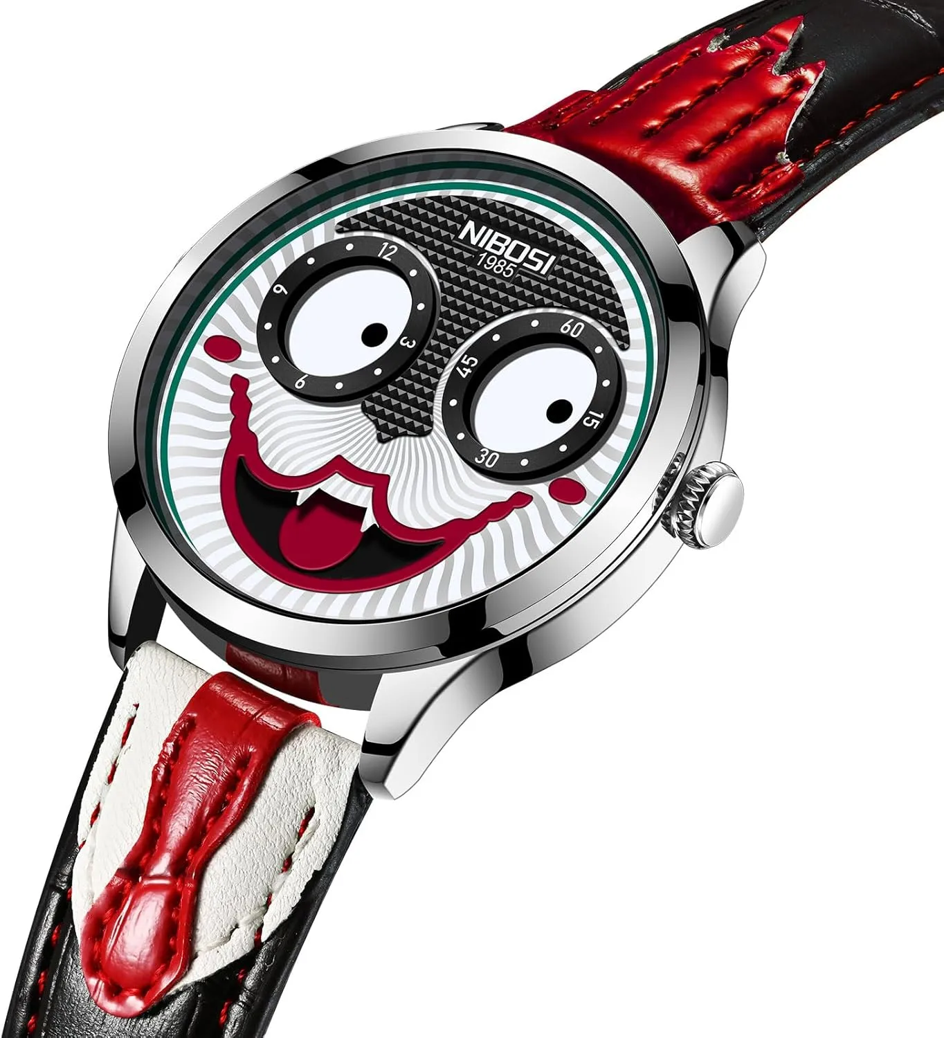 Strap Men's Watches cavalry challenger rootless NIBOSI Watches for Men Analog Quartz Clown Dial Wrist Watches Unique Weird Fashion Cool Watch Waterproof Leather 
