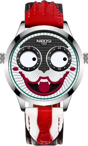 Strap Men's Watches cavalry challenger rootless NIBOSI Watches for Men Analog Quartz Clown Dial Wrist Watches Unique Weird Fashion Cool Watch Waterproof Leather 