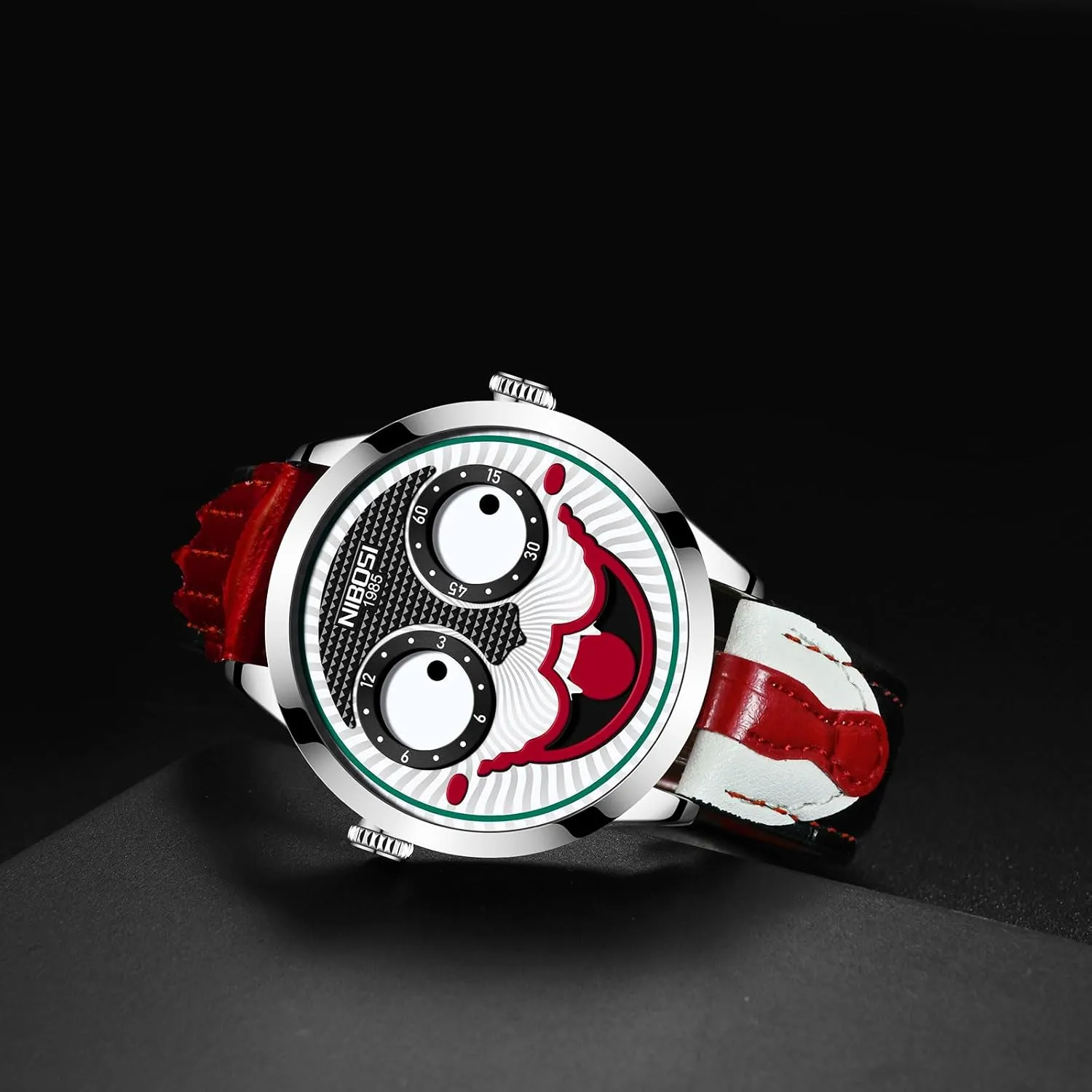 Strap Men's Watches cavalry challenger rootless NIBOSI Watches for Men Analog Quartz Clown Dial Wrist Watches Unique Weird Fashion Cool Watch Waterproof Leather 