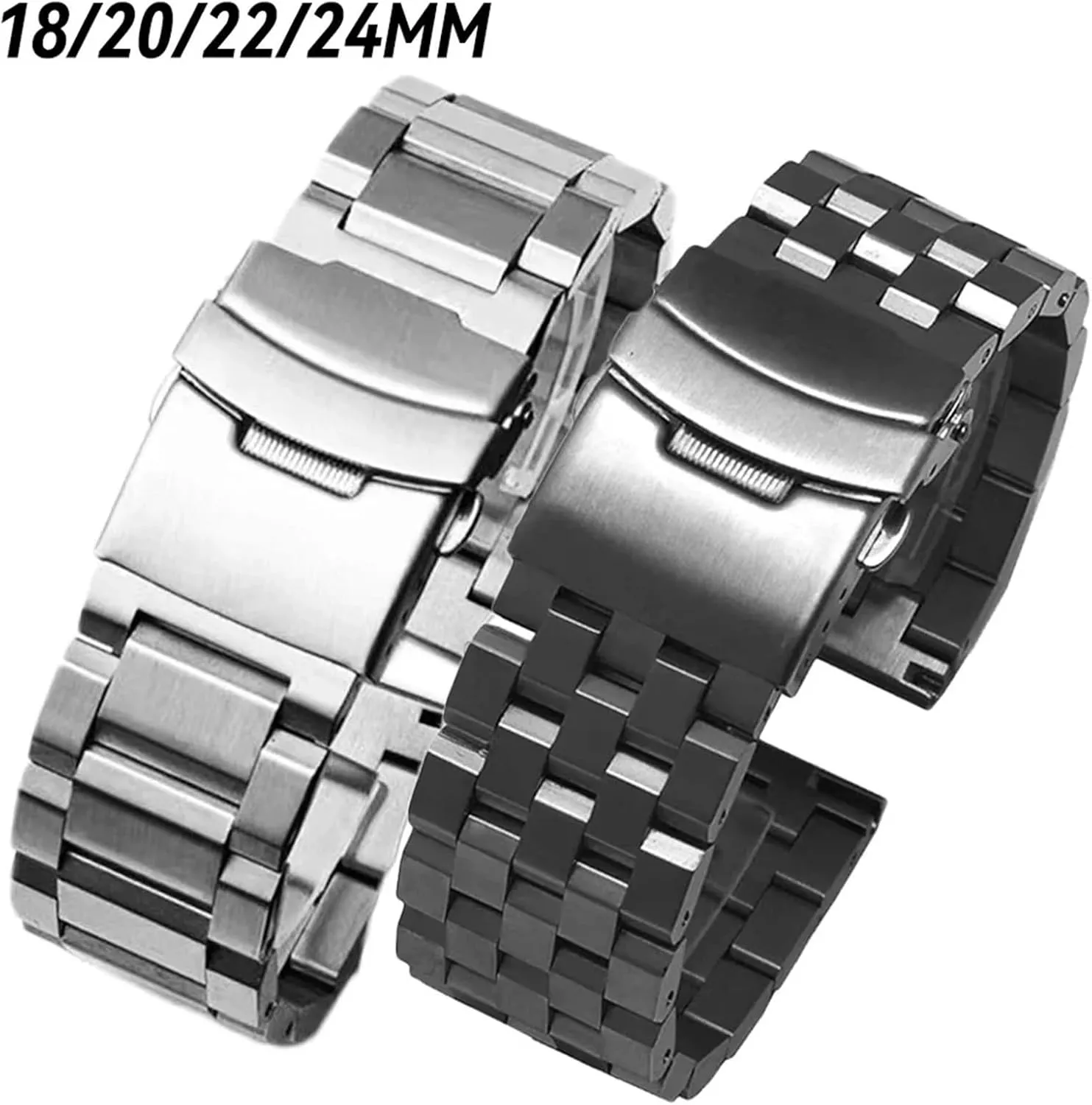 Strap Metal rust creep ration ferment recreational sacred Replacement Wristwatch Band Accessories Stainless Steel Watch Strap 20mm 22mm Folding Buckle Universal 