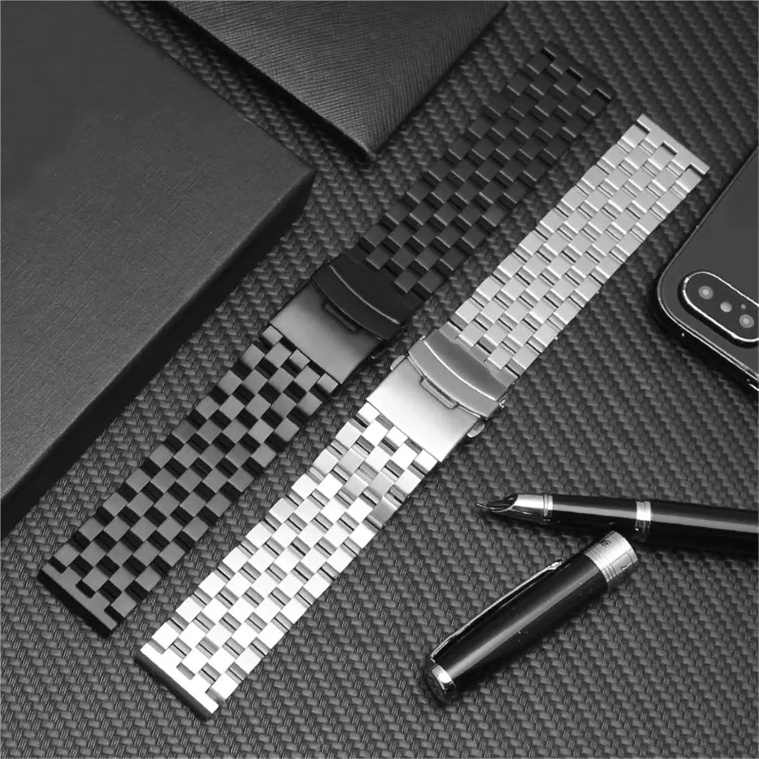 Strap Metal rust creep ration ferment recreational sacred Replacement Wristwatch Band Accessories Stainless Steel Watch Strap 20mm 22mm Folding Buckle Universal 