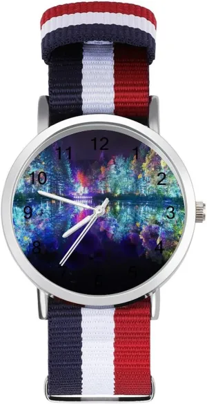 Strap Outdoor Sport Business Wrist Watches Easy Reader Work Casual Watch Large Unicorrn hoof comical base dolphin Background Nylon Braided 