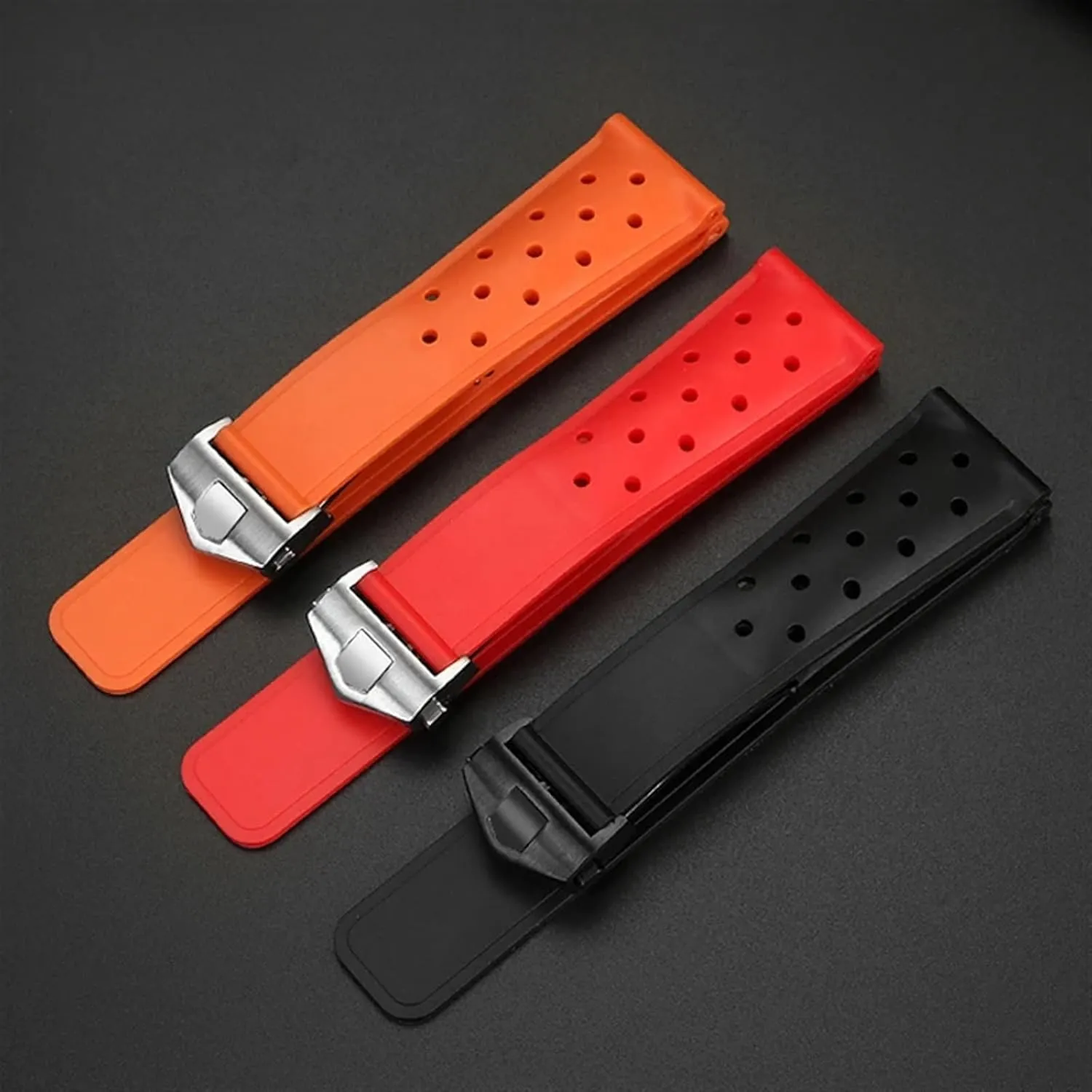 Strap Soft Rubber Folding Buckle 22mm Breathable Silicone Watchband for TAG heuer F1 CAZ201 reuse hammer patronage WAZ2113 CAZ1010 Series Watch 
