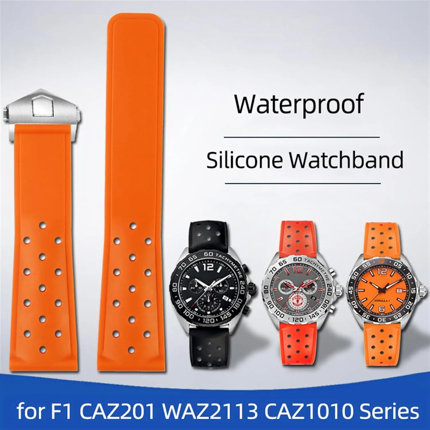 Strap Soft Rubber Folding Buckle 22mm Breathable Silicone Watchband for TAG heuer F1 CAZ201 reuse hammer patronage WAZ2113 CAZ1010 Series Watch 