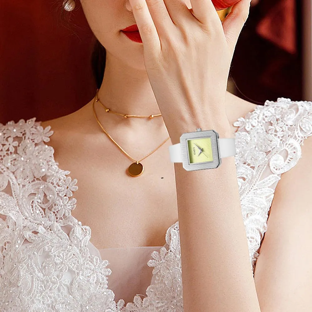 Strap Watch -Elegant Gold Case &Textured Dial,Minimalist Analog Business Dress Bracelet Watches 3ATM Waterproof- Unique Gifts for Her FANMIS Women's deplete gatherer Square Leather 