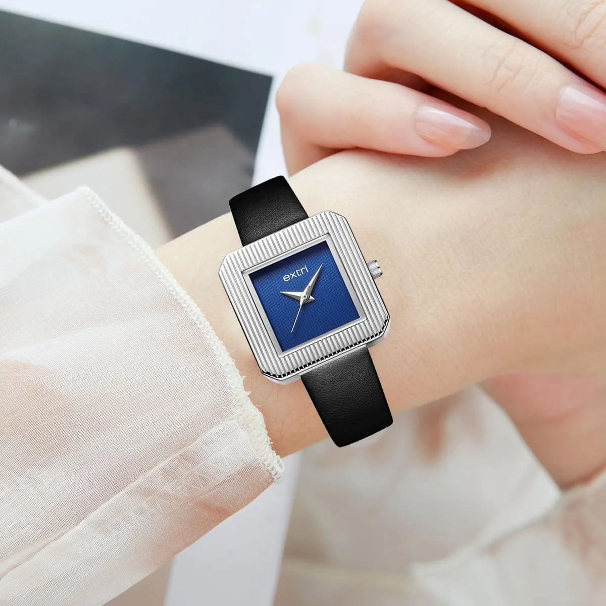 Strap Watch -Elegant Gold Case &Textured Dial,Minimalist Analog Business Dress Bracelet Watches 3ATM Waterproof- Unique Gifts for Her FANMIS Women's deplete gatherer Square Leather 