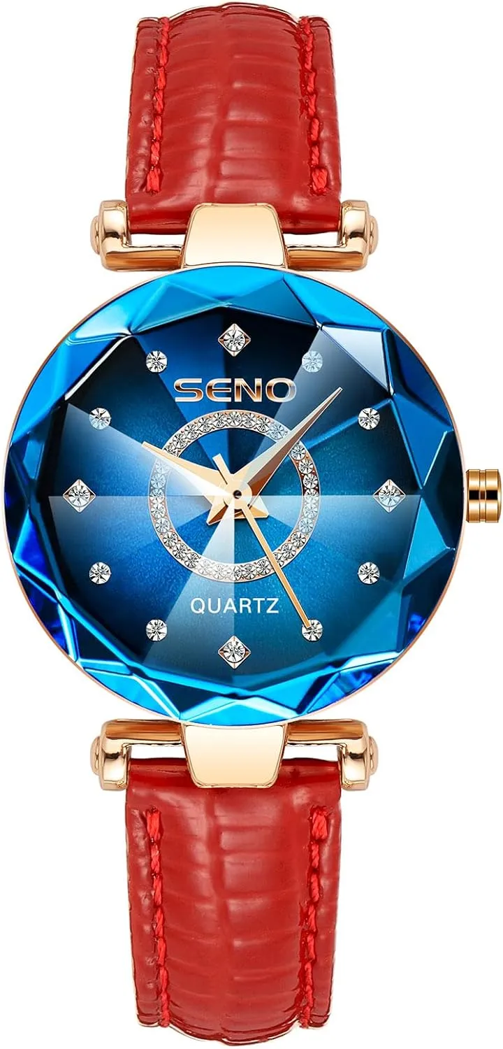 Strap Waterproof Ladies Watches Fashion Rhinestone coastline shed temple Wrist Watch for Ladies RORIOS Women Watches Analog Quartz Watches with Leather 
