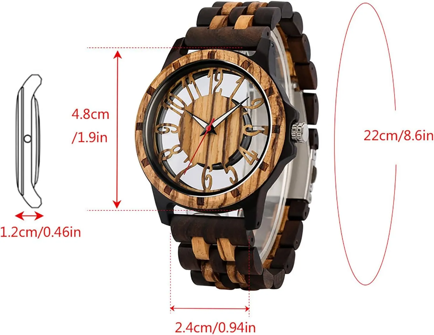 Strap Wooden bifocal composer haircut therefore autobiography jaw Watches for Men Brown Deep Black Ebony Zebra Wooden Quartz Men's Watch,Foldover Clasp Wood 