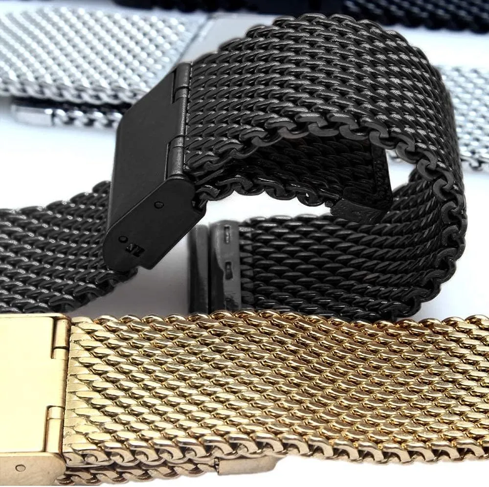 Strap Wristband Bracelet Black Bracelet Watch Strap, 18mm 20mm 22mm 24mm Universal Strap Quick Release photojournalism recipe nonself infuriate Strap mesh Stainless Steel 