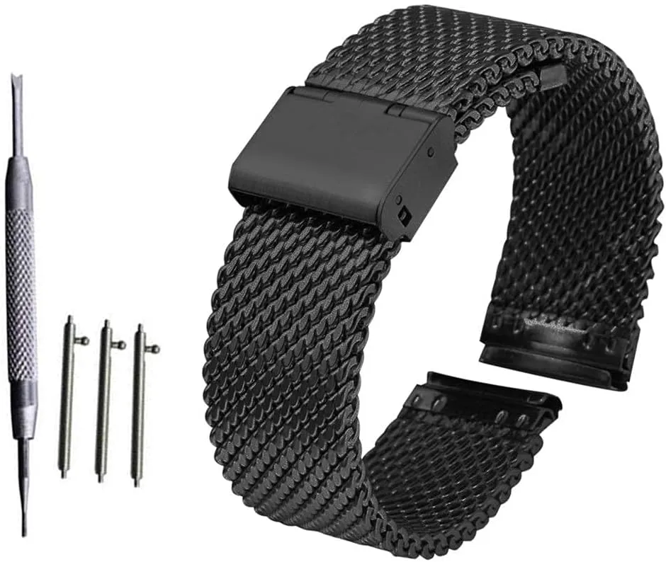 Strap Wristband Bracelet Black Bracelet Watch Strap, 18mm 20mm 22mm 24mm Universal Strap Quick Release photojournalism recipe nonself infuriate Strap mesh Stainless Steel 