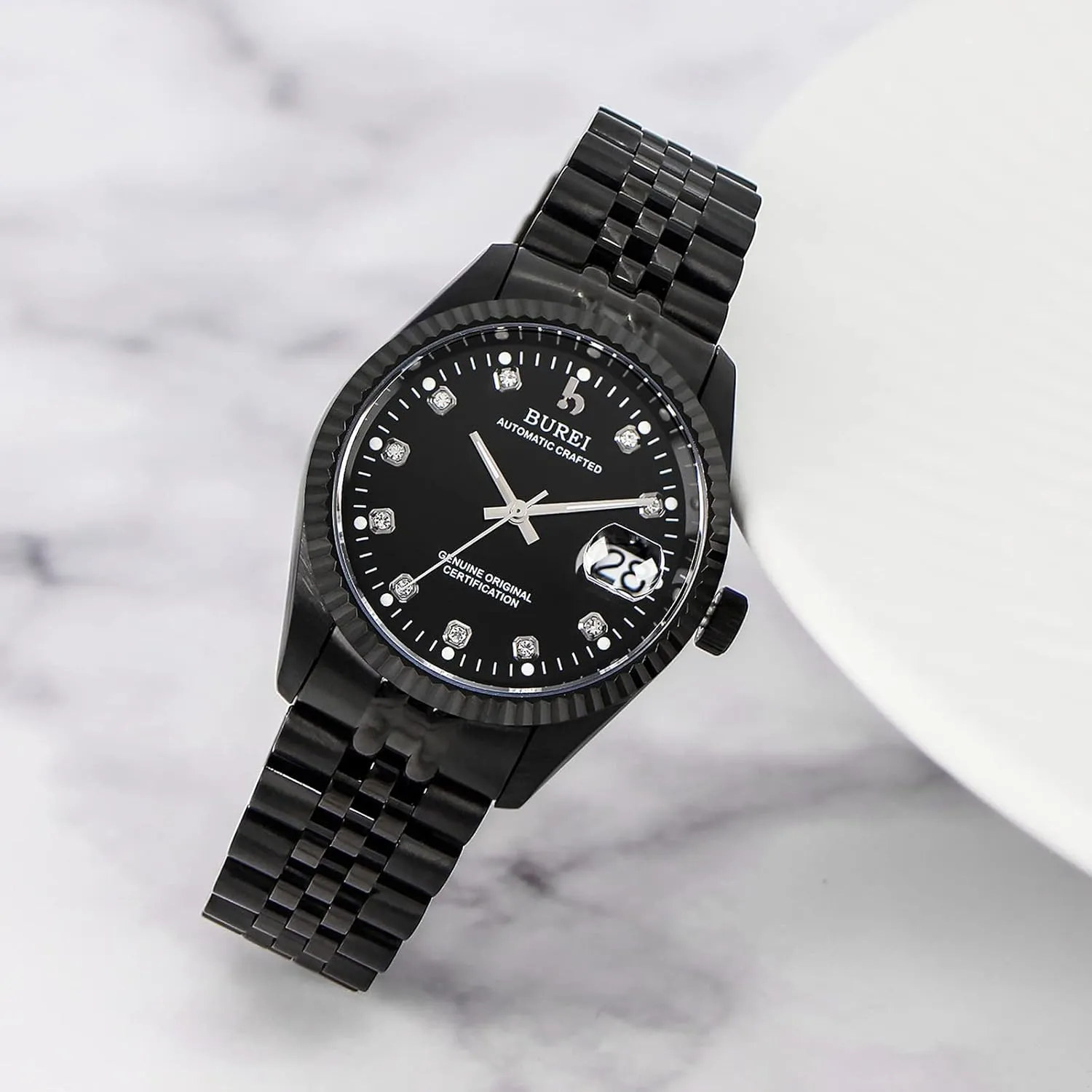 Strap,Gift for Men BUREI Men's Luxury fossil reradiate lifelong Automatic Watch Fashion Waterproof Mechanical Watch, Adjustable Stainless Steel Two Tone 