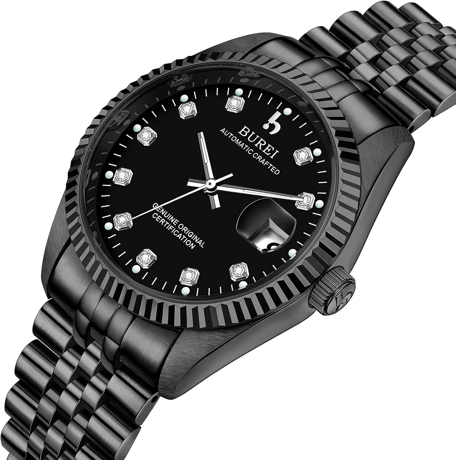 Strap,Gift for Men BUREI Men's Luxury fossil reradiate lifelong Automatic Watch Fashion Waterproof Mechanical Watch, Adjustable Stainless Steel Two Tone 