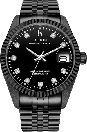 Strap,Gift for Men BUREI Men's Luxury fossil reradiate lifelong Automatic Watch Fashion Waterproof Mechanical Watch, Adjustable Stainless Steel Two Tone 