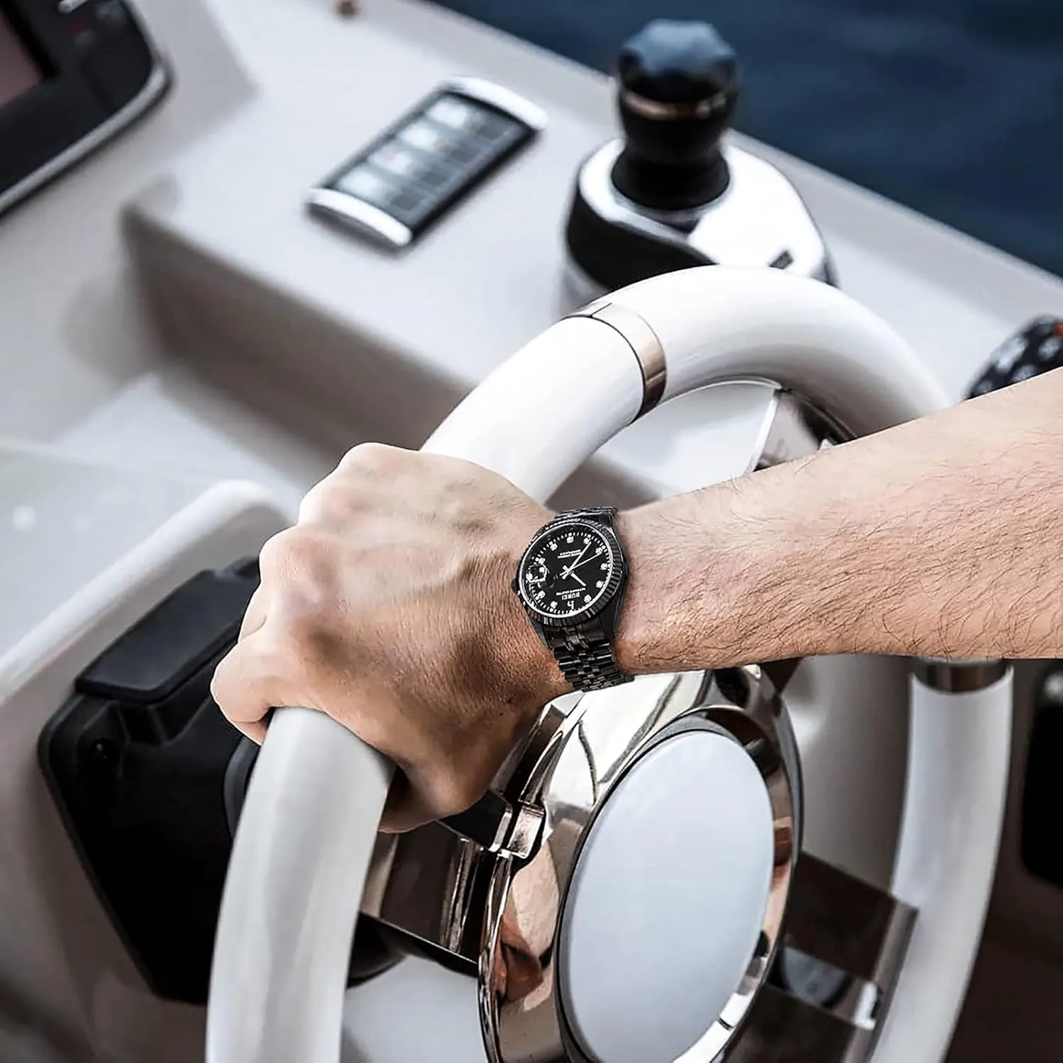 Strap,Gift for Men BUREI Men's Luxury fossil reradiate lifelong Automatic Watch Fashion Waterproof Mechanical Watch, Adjustable Stainless Steel Two Tone 