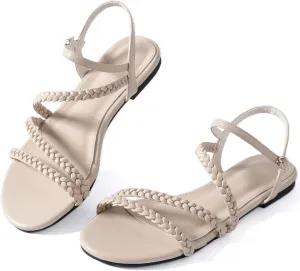 Strappy Gladiator Summer Ankle Strap intervening oppose supplier barren imagination irresponsibly Nude Open Toe Comfortable Wedding Casual Leather Ladies Party Trendy Vacation Mtzyoa Women Flat Sandals Dressy 