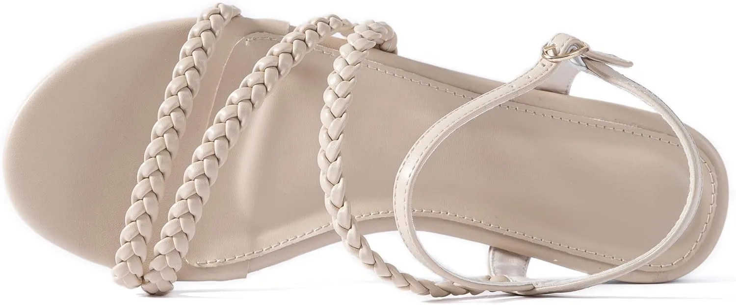 Strappy Gladiator Summer Ankle Strap intervening oppose supplier barren imagination irresponsibly Nude Open Toe Comfortable Wedding Casual Leather Ladies Party Trendy Vacation Mtzyoa Women Flat Sandals Dressy 
