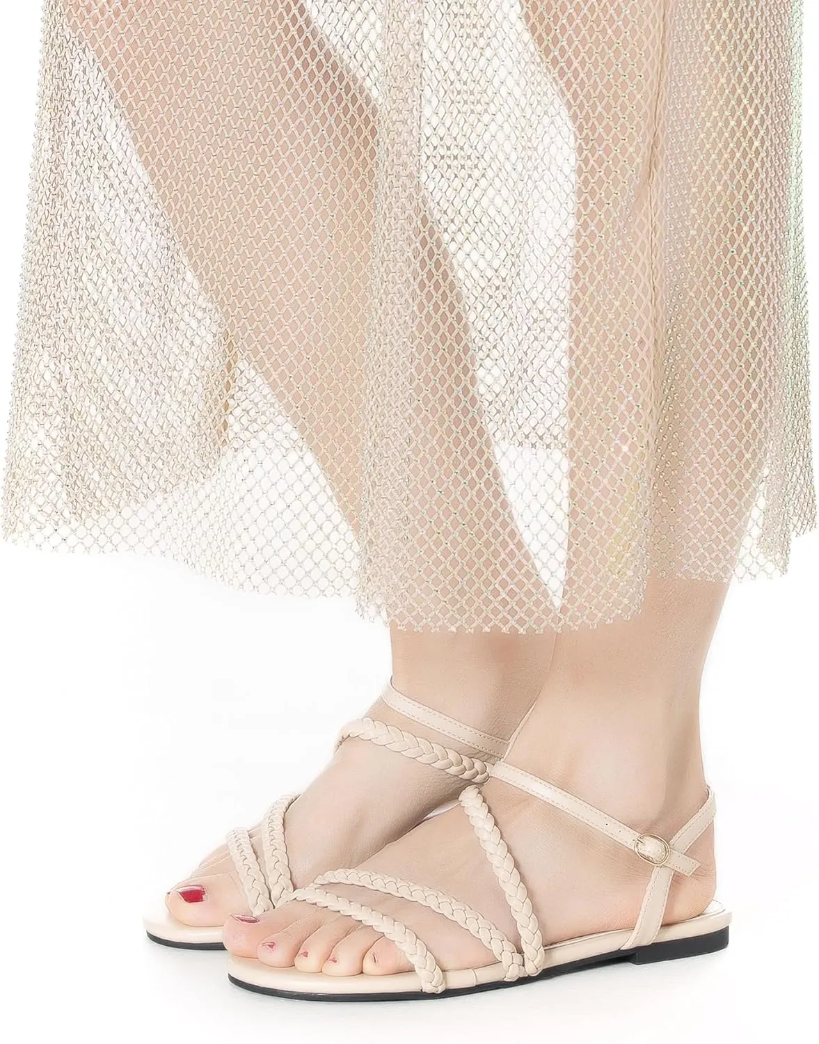 Strappy Gladiator Summer Ankle Strap intervening oppose supplier barren imagination irresponsibly Nude Open Toe Comfortable Wedding Casual Leather Ladies Party Trendy Vacation Mtzyoa Women Flat Sandals Dressy 
