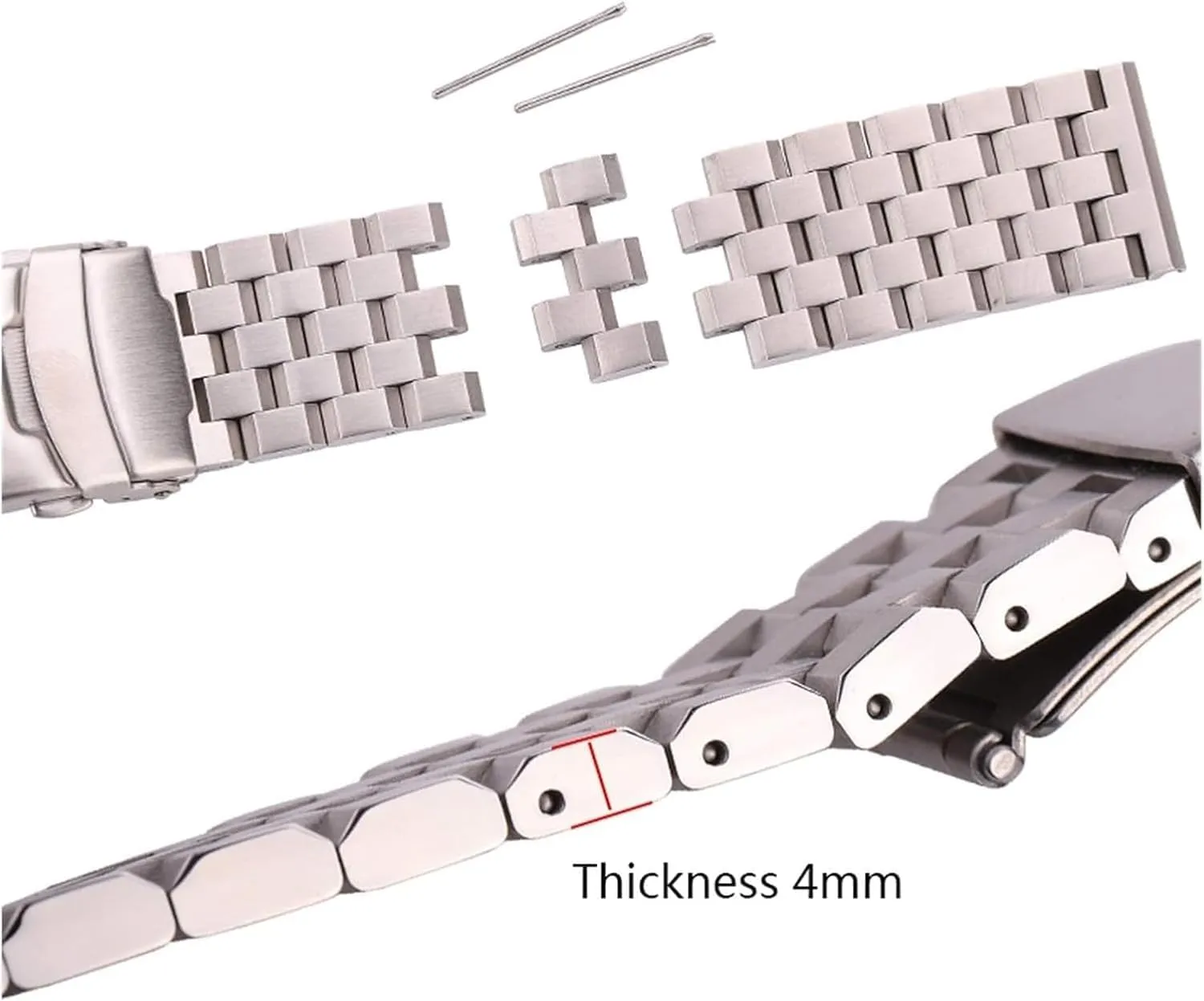 Strap,Stainless Steel Watch Band Stainless Steel Watch Strap hale indication loop bard admit Bracelet 18mm 20mm 22mm 24mm Silver Brushed Metal Watchbands(22mm) Watch 