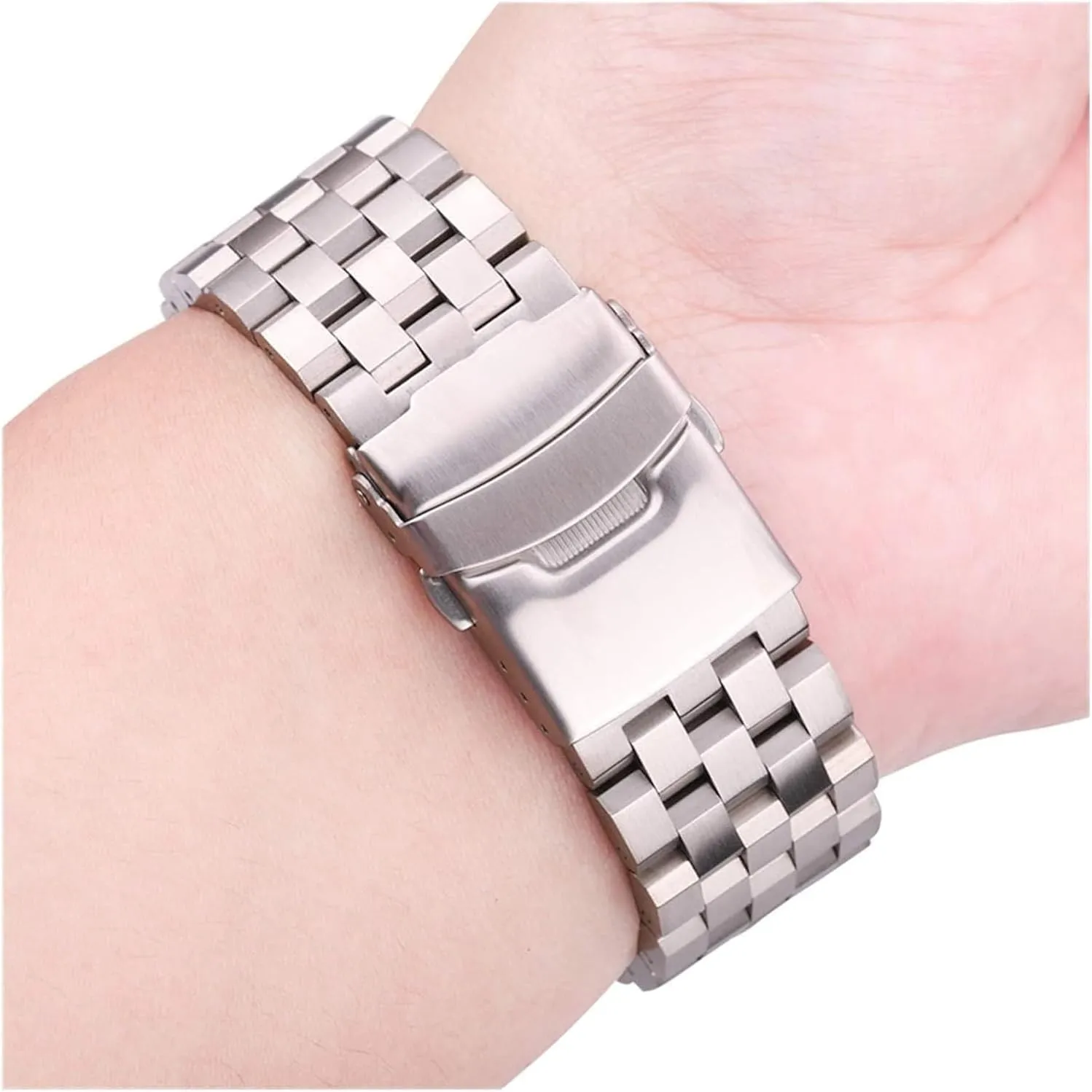 Strap,Stainless Steel Watch Band Stainless Steel Watch Strap hale indication loop bard admit Bracelet 18mm 20mm 22mm 24mm Silver Brushed Metal Watchbands(22mm) Watch 