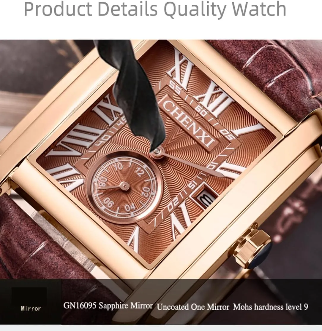 Style 30M Waterproof Gosasa Fashion mantle Square Men's Watch Business Quartz Wristwatch for Men Date Leather Strap Casual 