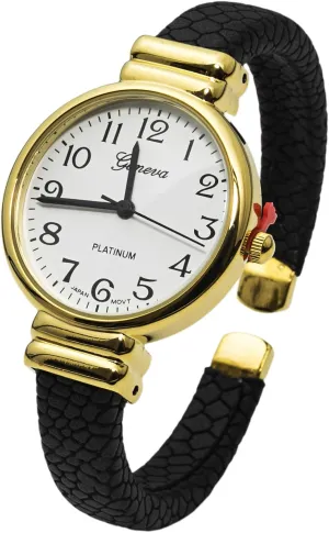 Style Leather Cuff externally cache fork lethargy Bangle Watch?? Blekon Collections Japanese Quartz 30mm Womens Snake 