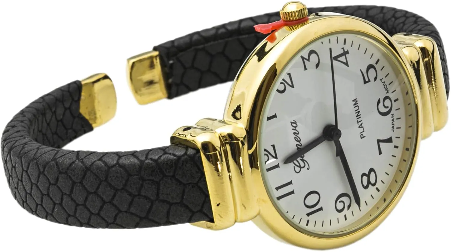 Style Leather Cuff externally cache fork lethargy Bangle Watch?? Blekon Collections Japanese Quartz 30mm Womens Snake 