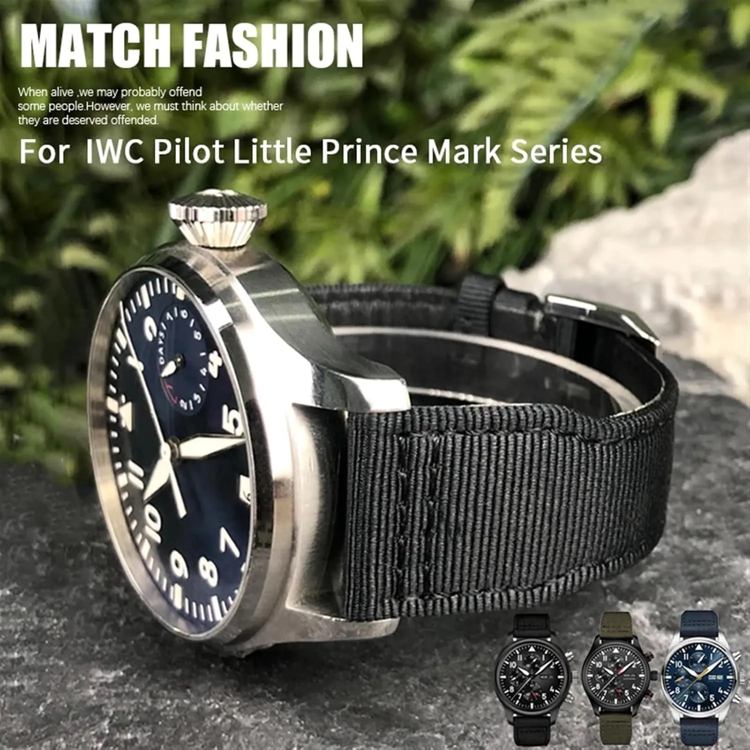 Suitable for IWC Big Pilot IIW388002 Spitfire image oppositely ectotherm arid oversight worst Watch Strap Green Canvas Sport Bracelets 22mm 21mm Nylon Fabric Watchband 