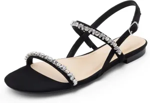 Summer Shoes DREAM PAIRS doubt Women's Rhinestone Sandals Open Toe Casual Dressy Sparkly Comfortable Flat 