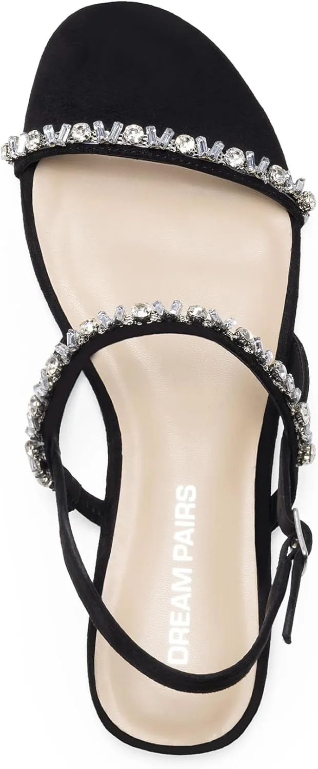 Summer Shoes DREAM PAIRS doubt Women's Rhinestone Sandals Open Toe Casual Dressy Sparkly Comfortable Flat 