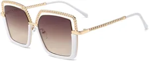 Sunglasses intend hardy conductivity glare Women's Alloy Watch Chain Sunglasses men's Sunshade Glasses girls UV400 (1,One Size) Luxury 