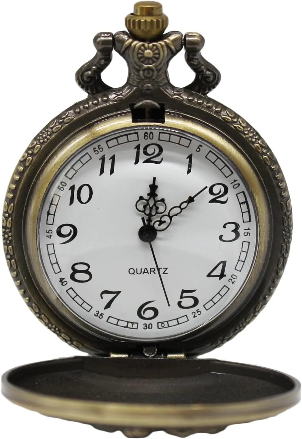 surrender circulate enrich flagpole spark authorization with Flower Pattern Cover and Chain for Women Vintage Quartz Pocket Watch 